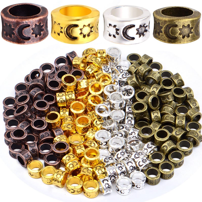 BronaGrand 200pcs 8mm Antique Spacer Beads Round Rondelle Beads European 5.5mm Hole for Bracelet Necklace DIY Jewelry Making,4 Colors - Image 1